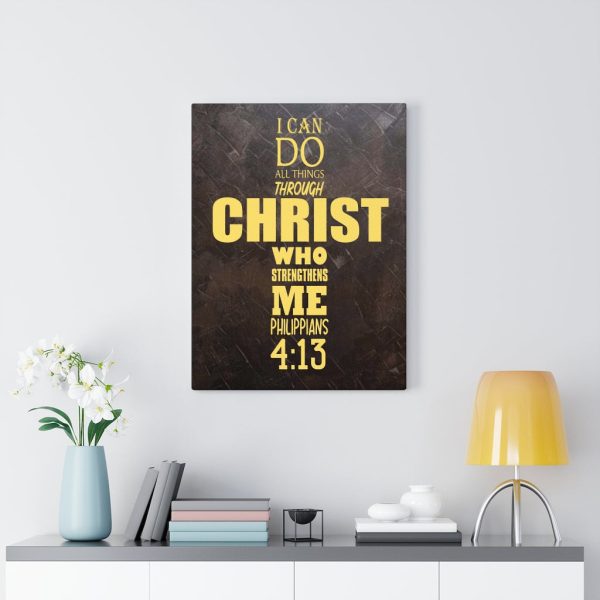 Scripture Canvas All Things Through Christ Philippians 4:13 Christian Wall Art Bible Verse Meaningful Framed Prints, Canvas Paintings - Image 4