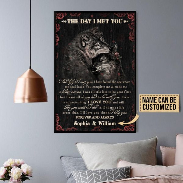 Personalized Canvas Art Painting, Canvas Gallery Hanging Wolf Rose The Day I Met You Wall Art Framed Prints, Canvas Paintings