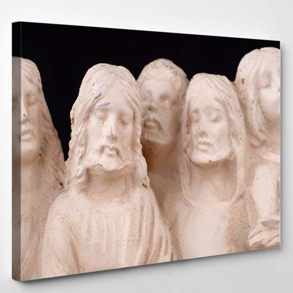 Detail Worn Vintage Last Supper Sculpture Last Supper Christian Premium Multi Canvas Prints, Multi Piece Panel Canvas Luxury Gallery Wall Fine Art Print