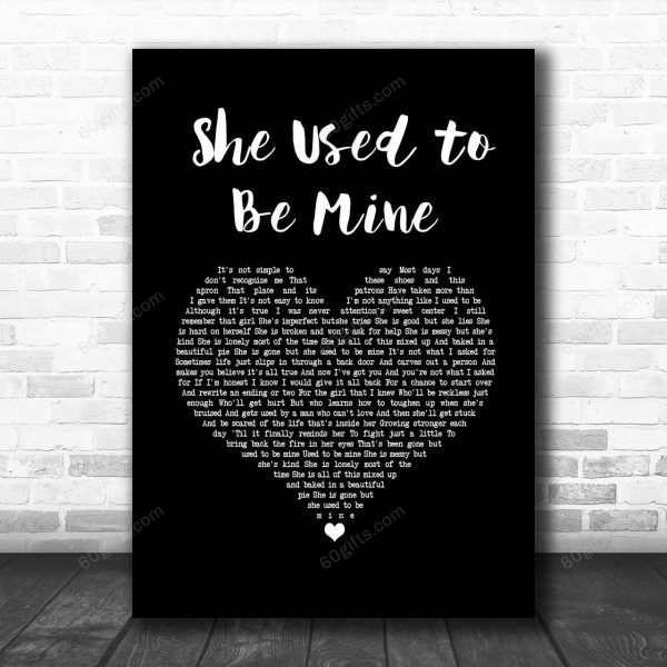 Sara Bareilles She Used to Be Mine Black Heart Song Lyric Art Print - Canvas Print Wall Art Home Decor