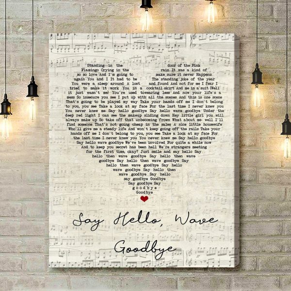 Soft Cell, Say Hello, Wave Goodbye Script Heart Song Lyric Art Print - Canvas Print Wall Art Home Decor