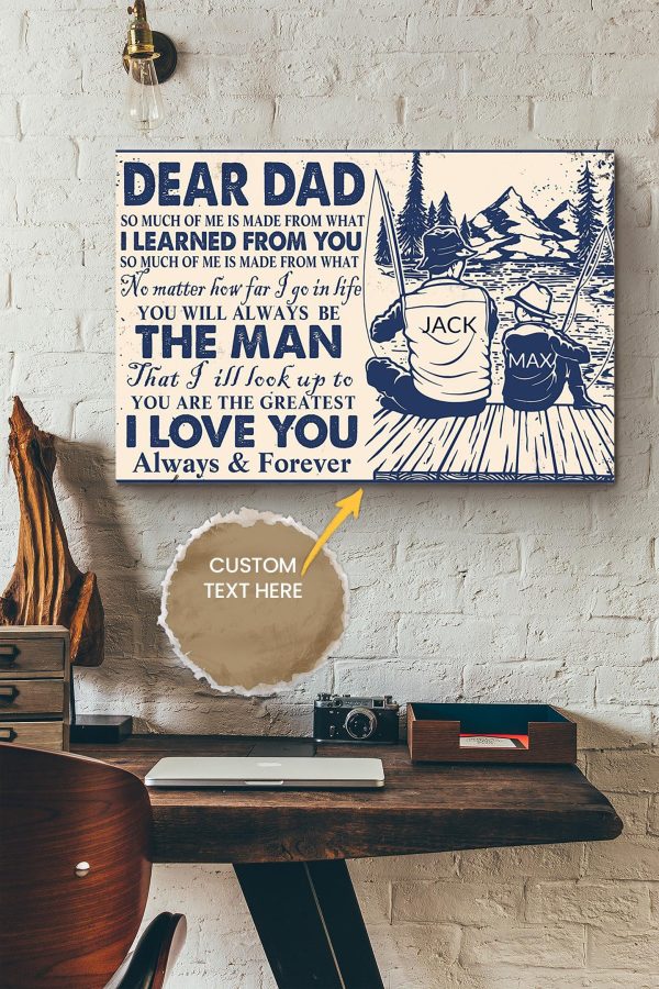 Dear Dad I Love You Personalized Canvas Father Gift For Daddy Dad Father's Day Canvas Gallery Painting Wrapped Canvas Framed Prints, Canvas Paintings