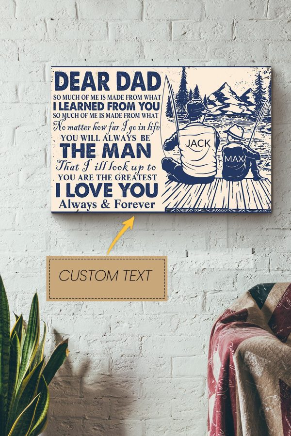 Dear Dad I Love You Personalized Canvas Father Gift For Daddy Dad Father's Day Canvas Gallery Painting Wrapped Canvas Framed Prints, Canvas Paintings - Image 2