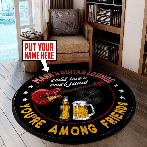 Personalized Guitar Lounge Round Mat Round Floor Mat Room Rugs Carpet Outdoor Rug Washable Rugs