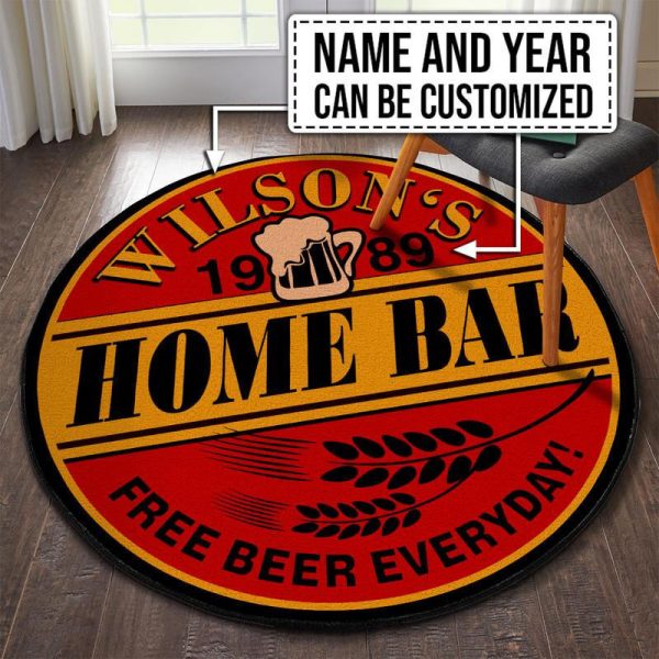 Personalized Home Bar Round Mat Round Floor Mat Room Rugs Carpet Outdoor Rug Washable Rugs