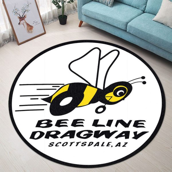 Bee Line Beeline Dragway Drag Race Hot Rat Rod Round Mat Round Floor Mat Room Rugs Carpet Outdoor Rug Washable Rugs