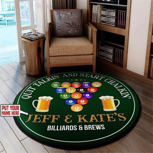 Personalized Billiards And Brews Round Mat Round Floor Mat Room Rugs Carpet Outdoor Rug Washable Rugs