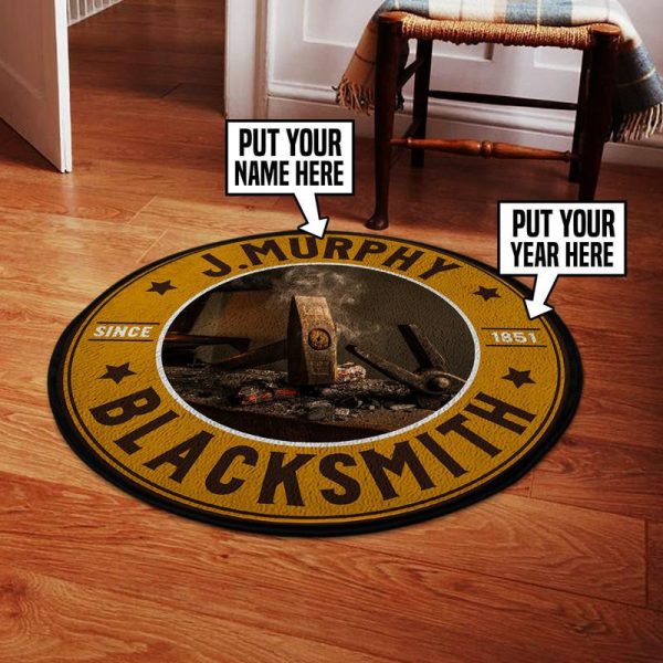 Personalized Blacksmith Round Mat 05425 Living Room Rugs, Bedroom Rugs, Kitchen Rugs