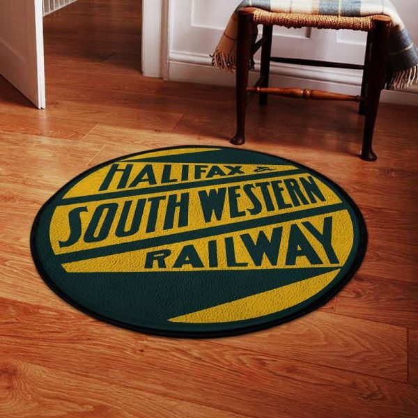 Distressed Halifax South Western Railroad Living Room Round Mat Circle Rug