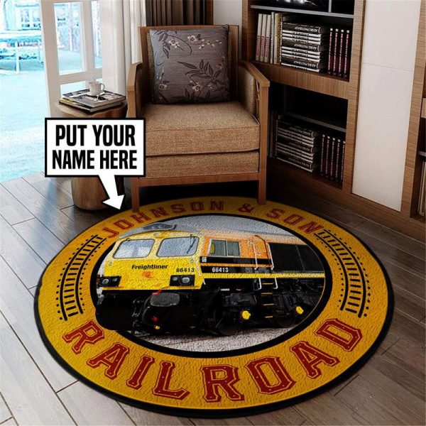 Personalized Freightliner Railway Uk Living Room Round Mat Circle Rug