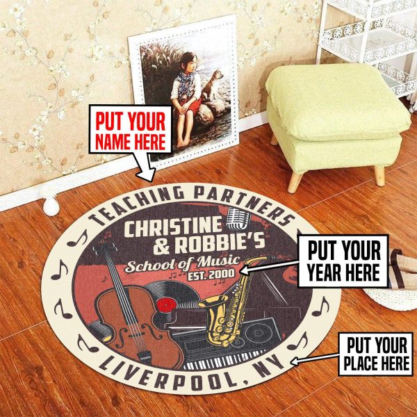 Personalized School Music Round Mat Round Floor Mat Room Rugs Carpet Outdoor Rug Washable Rugs - Image 2