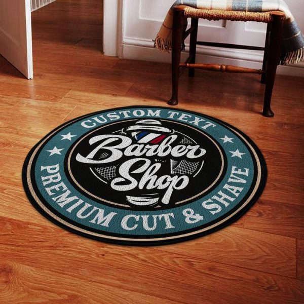 Personalized Barber Shop Living Room Round Mat Circle Rug - Image 2