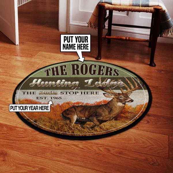 Personalization Hunting Lodge Round Rug, Carpet 06499 - Image 2