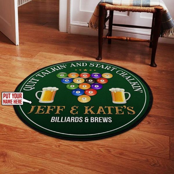 Personalized Billiards And Brews Round Mat Round Floor Mat Room Rugs Carpet Outdoor Rug Washable Rugs - Image 2