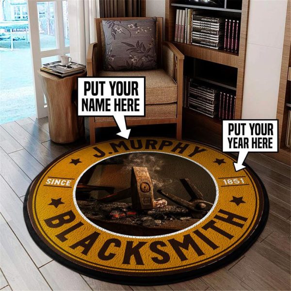 Personalized Blacksmith Round Mat 05425 Living Room Rugs, Bedroom Rugs, Kitchen Rugs - Image 2