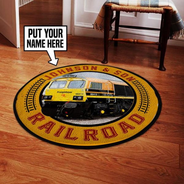 Personalized Freightliner Railway Uk Living Room Round Mat Circle Rug - Image 2