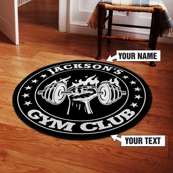 Fitness Home Gym Decor Dumbbell Round Rug, Carpet 07912 - Image 3