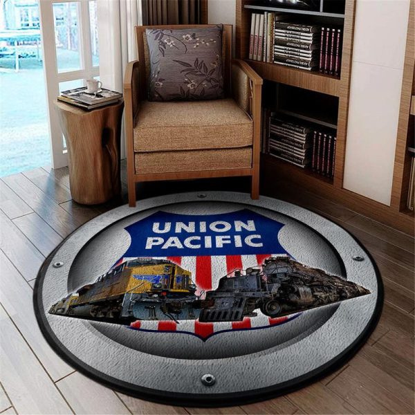 Union Pacific Railroad Round Area Rug Carpet