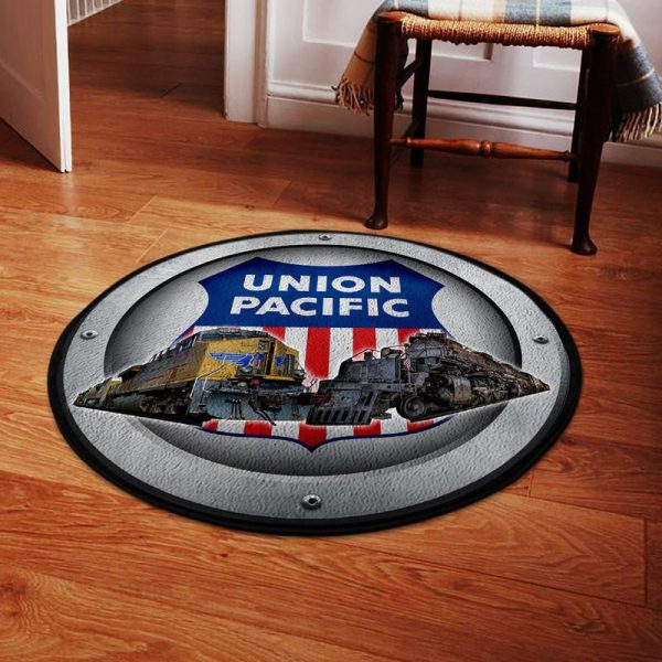 Union Pacific Railroad Round Area Rug Carpet - Image 2