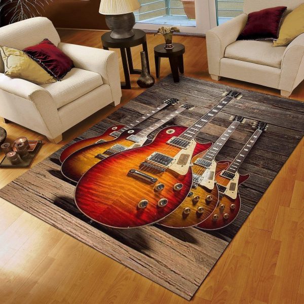 Amazing I Love Guitars Rectangle Rug Carpet Washable Rugs