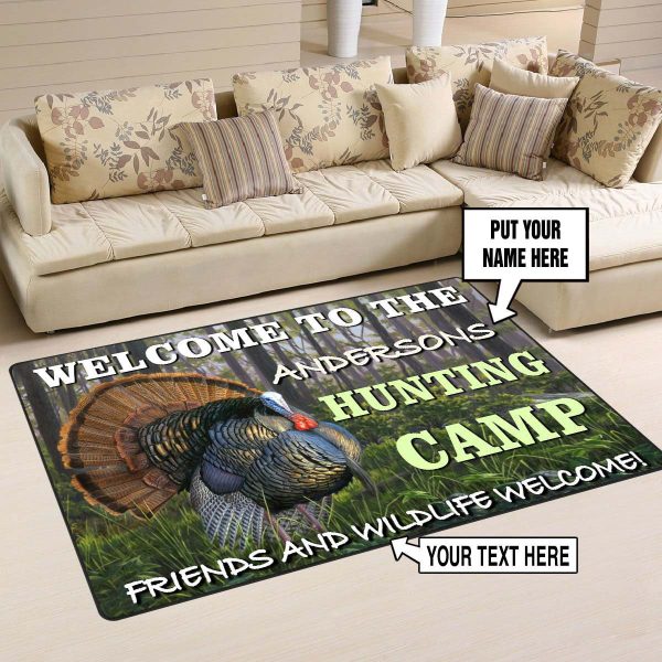 Personalized Welcome To The Hunting Camp Area Rug Washable Rugs Carpet