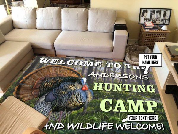 Personalized Welcome To The Hunting Camp Area Rug Washable Rugs Carpet - Image 3