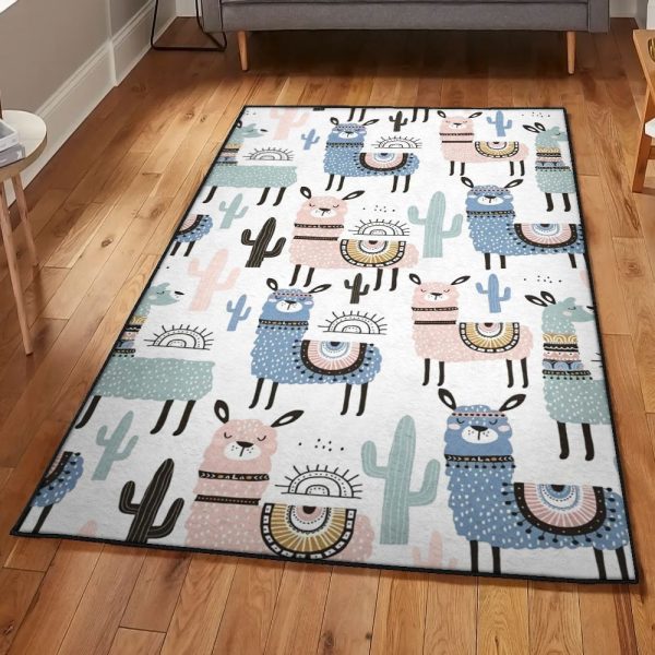 Llama Carpet Llama Rug Rectangle Rugs Washable Area Rug Non-Slip Carpet For Living Room Bedroom