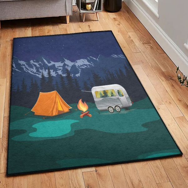 Galaxy Camping Under The Stars Camper Tent Rug Rectangle Rugs Washable Area Rug Non-Slip Carpet For Living Room Bedroom