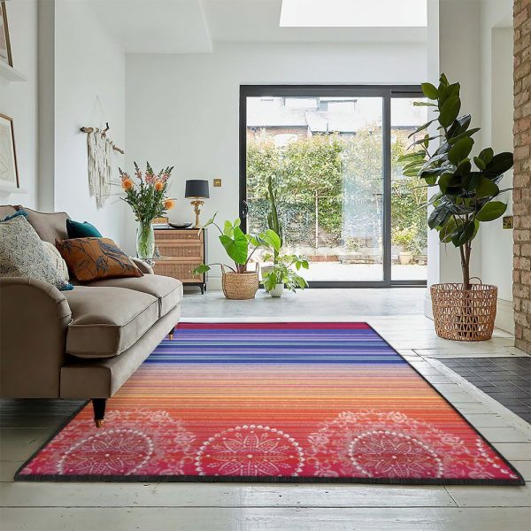 Tribal Modern Bohemian Rug Rectangle Rugs Washable Area Rug Non-Slip Carpet For Living Room Bedroom