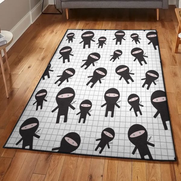 Fighting Ninjas Bedroom Rugs Ninja Rug Rectangle Rugs Washable Area Rug Non-Slip Carpet For Living Room Bedroom