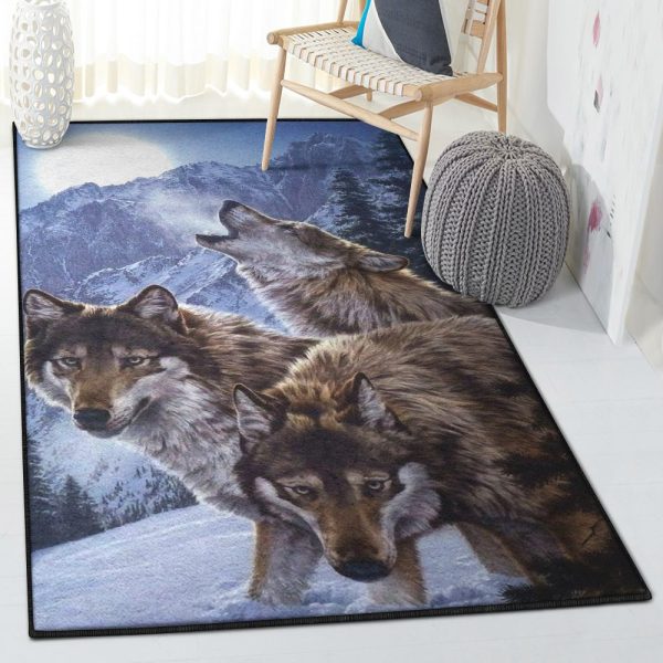 Wolf Modern Rugs Wolf Rug Rectangle Rugs Washable Area Rug Non-Slip Carpet For Living Room Bedroom