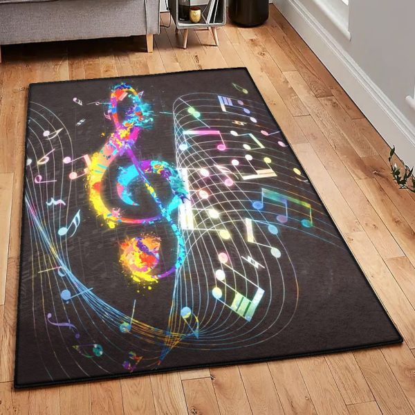 Music Modern Power Music Notes Rug Rectangle Rugs Washable Area Rug Non-Slip Carpet For Living Room Bedroom