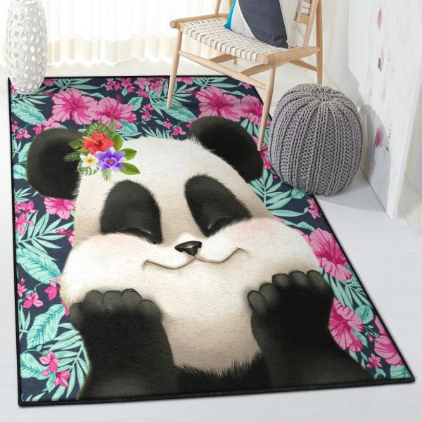 Bamboo Panda Carpet Panda Aloha Rug Rectangle Rugs Washable Area Rug Non-Slip Carpet For Living Room Bedroom