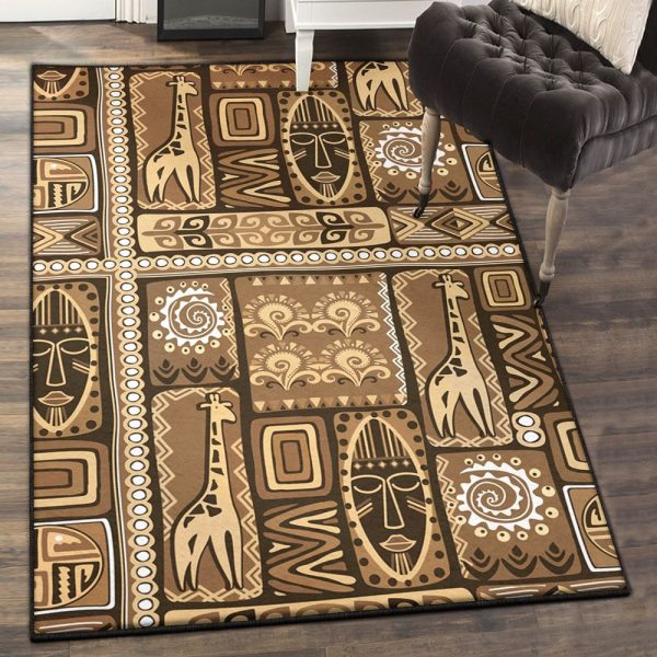 Africanis African Rug Rectangle Rugs Washable Area Rug Non-Slip Carpet For Living Room Bedroom