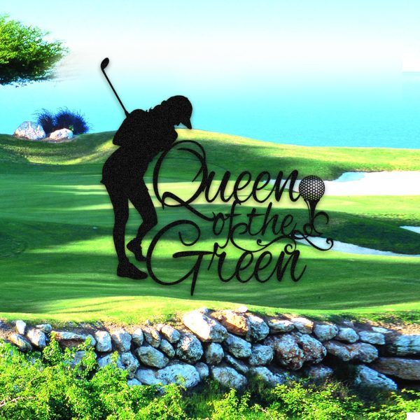 Queen Of The Green Woman Golf Metal Sign, Female Golfer Gift Laser Cut - Image 2