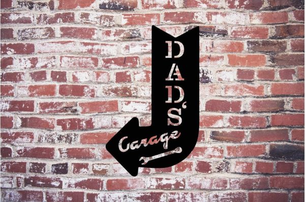 Dads Garage Sign Metal Arrow Dad's Garage Arrow Art Steel Metal Art Da