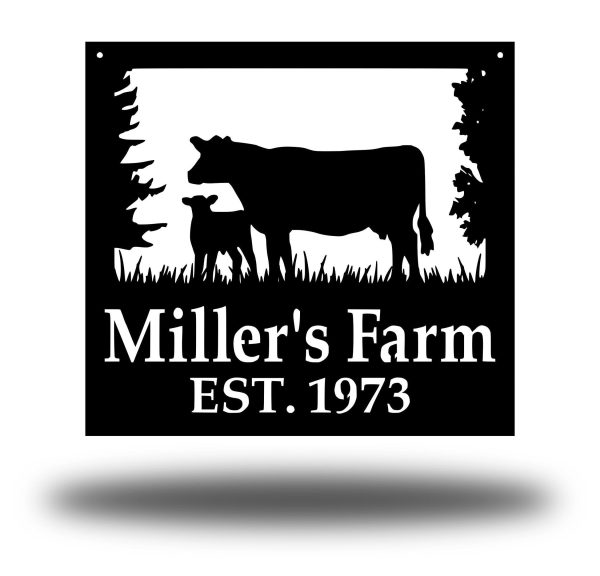 Metal Farm Sign , Custom Cow And Calf Sign Personalized Family Name Me - Image 2