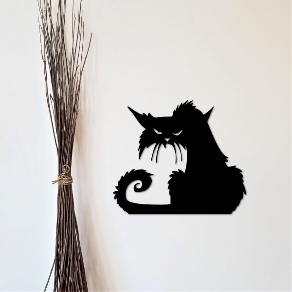 Angry Cat Halloween Metal Decor Spooky Halloween Sign For Indoor Or Ou