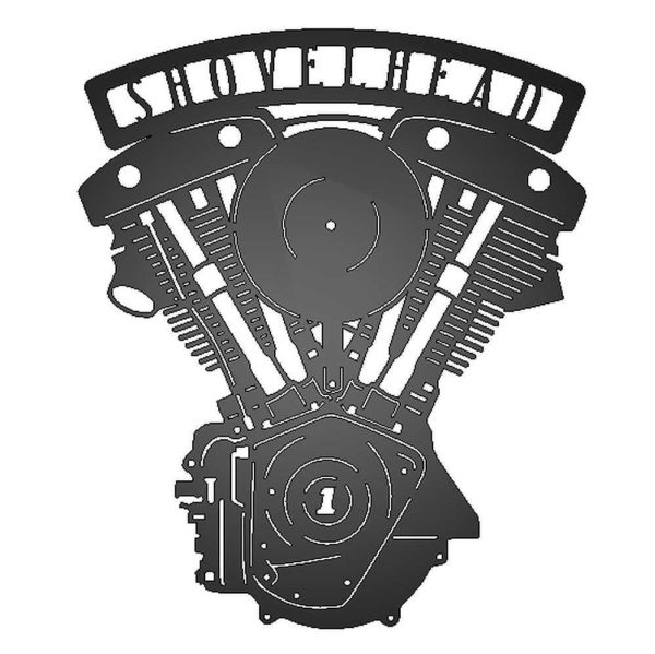 Shovelhead Engine Metal Garage Sign Biker Garage Steel Wall Sign Motor