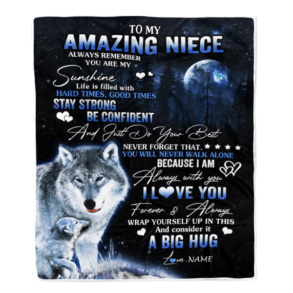 Personalized To My Amazing Niece Wolf Blanket From Aunt Auntie Uncle M