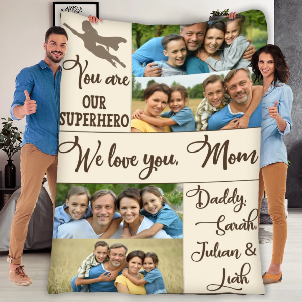 Mother's Day Customized Photo Blanket, Picture Blanket From Kids, Gift