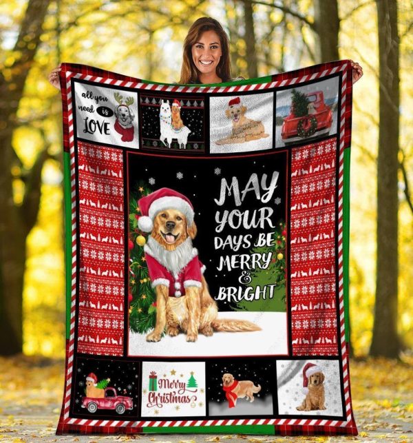 Christmas Golden Retriever May Your Days Be Merry And Bright Fleece Bl