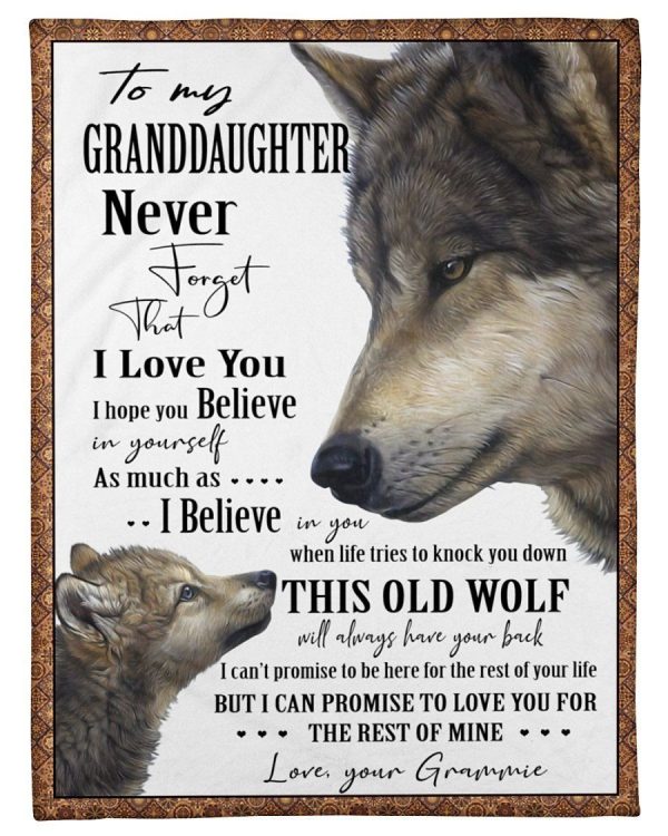 Wolf Lovely Message From Grammie Gifts For Granddaughters Fleece Blank - Image 2