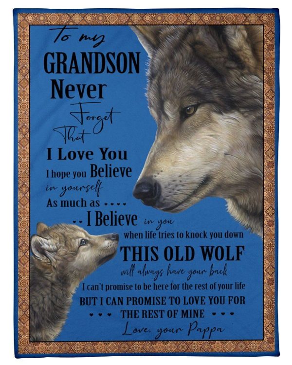 Wolves Love Message Of Pappa To Grandson Fleece Blanket