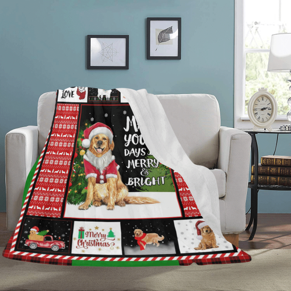 Christmas Golden Retriever May Your Days Be Merry And Bright Fleece Bl - Image 3