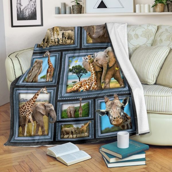 3d Elephant Giraffe African Animals Zoo Keeper Fleece Blanket - Image 2