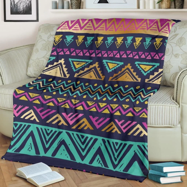 Art Multicolor Tribal Aztec Fleece Blanket - Image 2