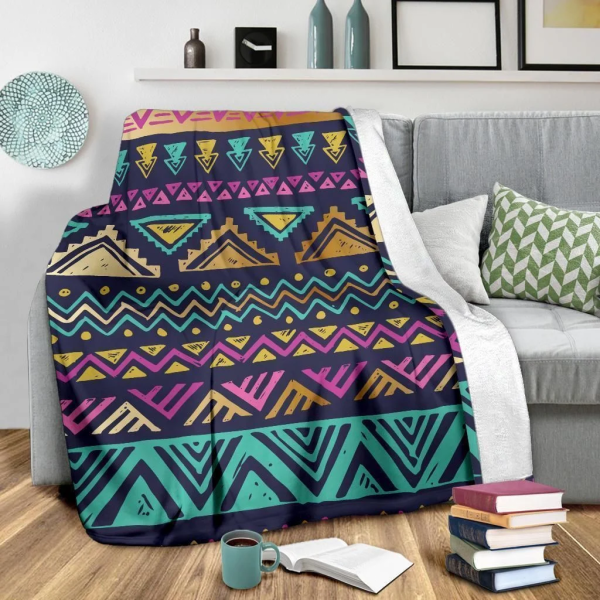 Art Multicolor Tribal Aztec Fleece Blanket - Image 3