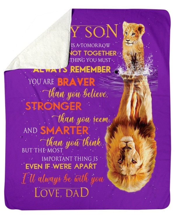 Lion Father To Son Gift Fleece Blanket - Image 3