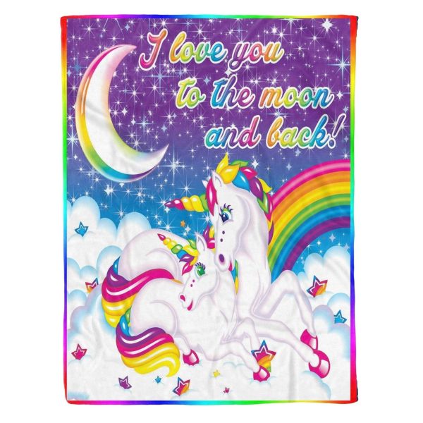 Love You To The Moon Unicorn Fleece Blanket Gift For Womenc - Image 2